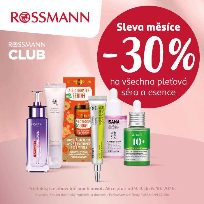 Sleva 30 % na pleťová séra a esence v ROSSMANN